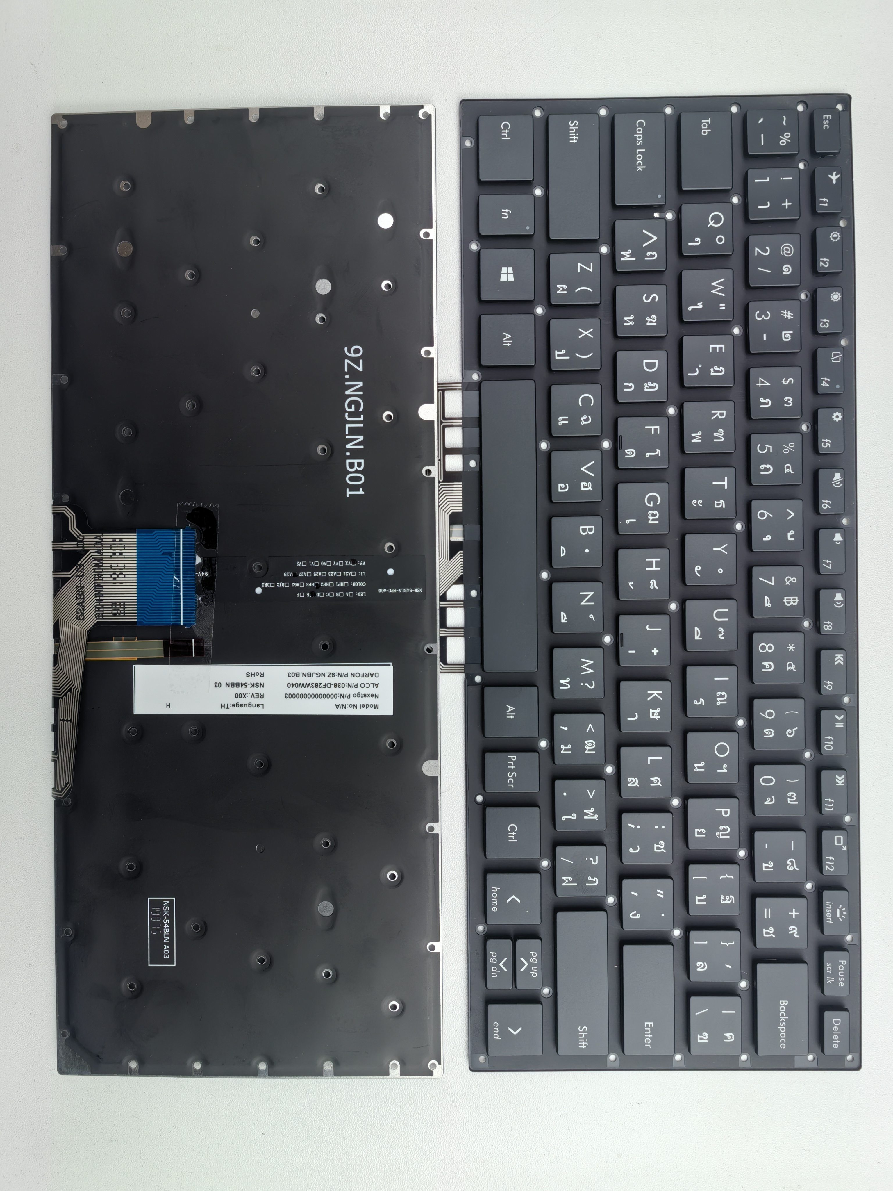 Picture of New Replacement Laptop Keyboard For N/A NS14A5 without pillar/NSK-54BBN 9Z.NGJBN.B03 Aifida unknown BLACK Backlit Other Language Layout
